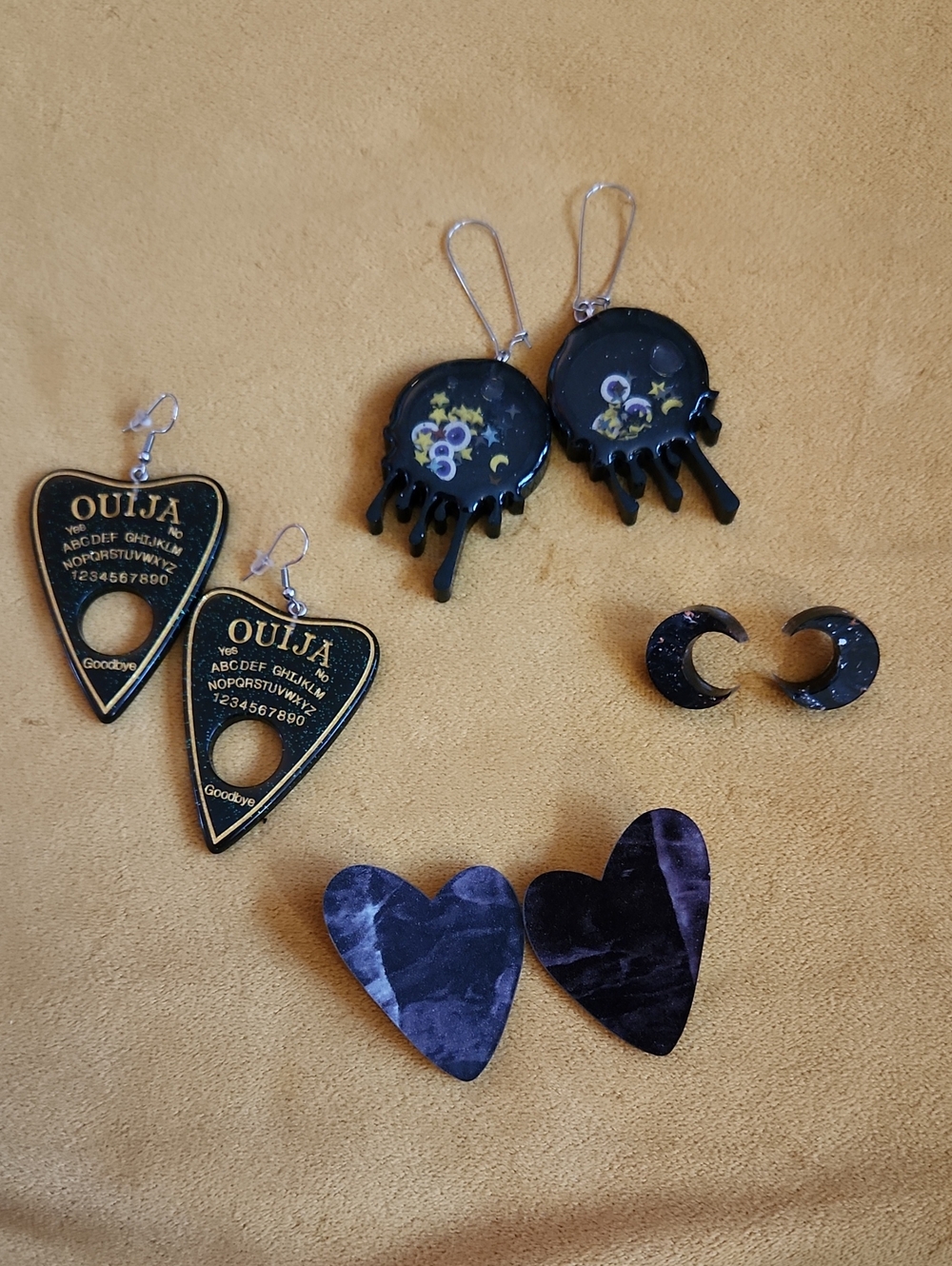 Slime, Eyeballs, Moons, Ouija Halloween Earrings Set